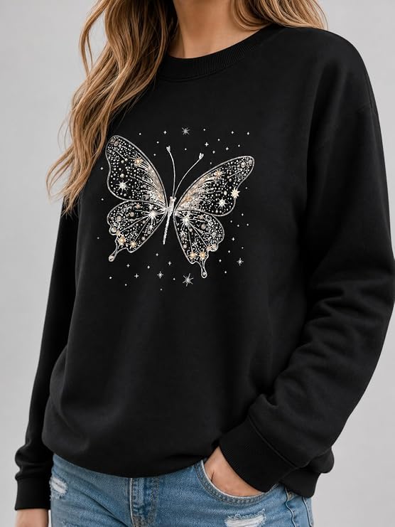 Women's Butterfly Graphic Crewneck Sweatshirt