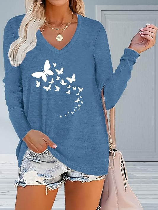 Womens Long Sleeve Volleyball Grandma Graphic Shirt