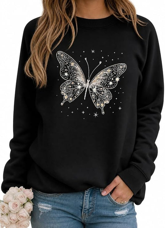 Women's Butterfly Graphic Crewneck Sweatshirt